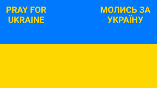 Ukrainian banner with text: Pray for Ukraine in 2 languages